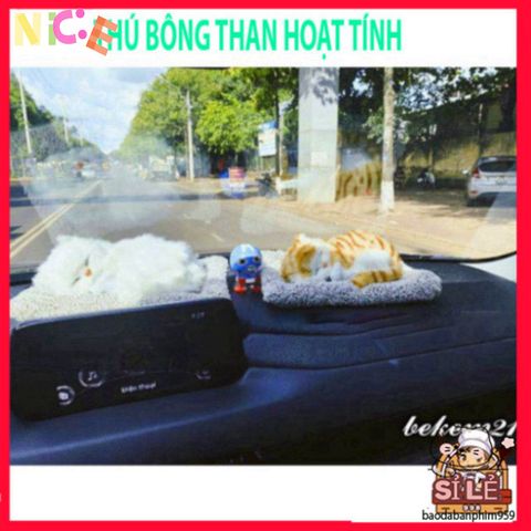 Mèo Trắng Bông Nhồi Vải Lõi Than Hoạt Tính - Khử Mùi và Lọc Khí Ô Tô - Thú Nhồi Bông Dễ Thương Cho Chó Mèo