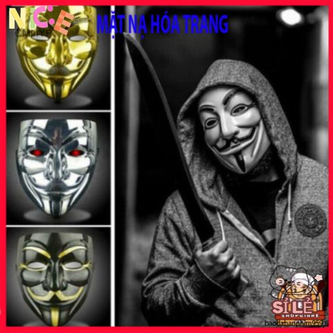 Mặt nạ V for Vendetta - Phụ kiện hóa trang độc đáo cho Halloween và sự kiện cosplay, biểu tượng tự do và nổi loạn.