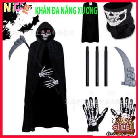 Khẩu Trang Đầu Lâu Xương & Khăn Đa Năng 50cm - Thời Trang Cool Cho Chuyến Đi Ngoài Trời & Bảo Vệ Sức Khỏe