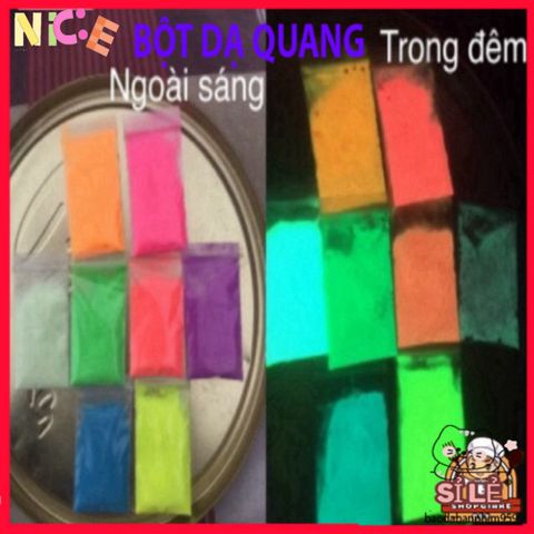 Bột dạ quang 6g phát sáng - Trang trí nghệ thuật sáng tạo, 9 màu sắc rực rỡ cho thủ công và sự kiện, quà tặng độc đáo