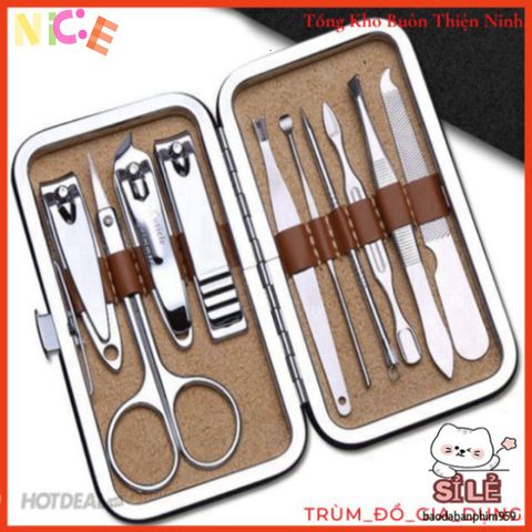 Bộ Dụng Cụ Cắt Móng Tay 12 Món Chống Gỉ - Hộp Da Sang Trọng Chăm Sóc Nail Tại Nhà Cho Gia Đình