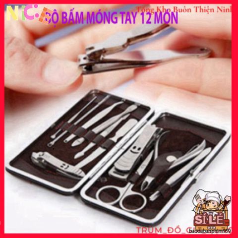 Bộ Dụng Cụ Cắt Móng Tay 12 Món Chống Gỉ - Hộp Da Sang Trọng Chăm Sóc Nail Tại Nhà Cho Gia Đình