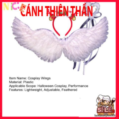 Bộ Cosplay Thiên Thần cho Trẻ Em - Cánh Đôi Dễ Dàng Điều Chỉnh, Băng Đô và Đũa Phép - Thích Hợp Halloween và Tiệc Hóa Trang