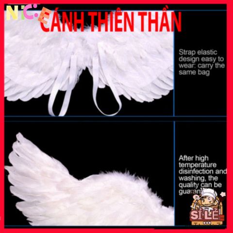 Bộ Cosplay Thiên Thần cho Trẻ Em - Cánh Đôi Dễ Dàng Điều Chỉnh, Băng Đô và Đũa Phép - Thích Hợp Halloween và Tiệc Hóa Trang