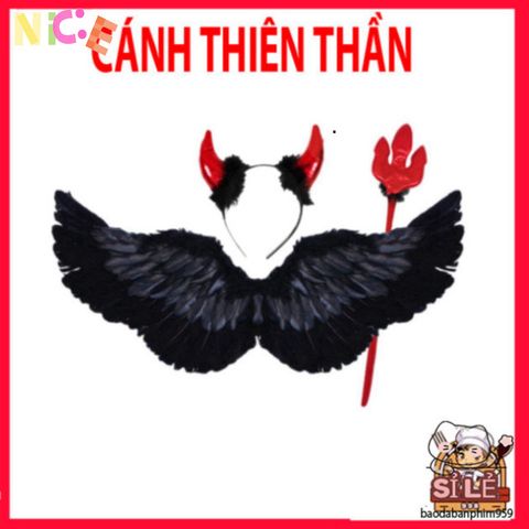 Bộ Cosplay Thiên Thần cho Trẻ Em - Cánh Đôi Dễ Dàng Điều Chỉnh, Băng Đô và Đũa Phép - Thích Hợp Halloween và Tiệc Hóa Trang