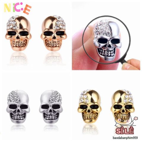 Khuyên Tai Đầu Lâu Phong Cách Gothic Với Đá Pha Lê - Trang Sức Cá Tính Độc Đáo Cho Người Yêu Thích Thời Trang Vintage