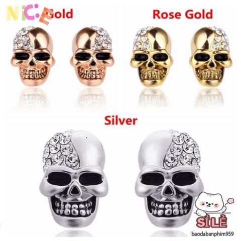 Khuyên Tai Đầu Lâu Phong Cách Gothic Với Đá Pha Lê - Trang Sức Cá Tính Độc Đáo Cho Người Yêu Thích Thời Trang Vintage