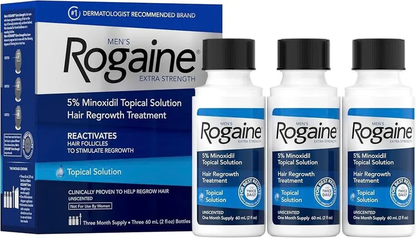 Bộ 3 chai Rogaine Men’s 5% Minoxidil Dưỡng Tóc - Giải pháp tóc dày khỏe cho nam giới, giảm rụng tóc do di truyền