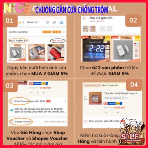 Chuông báo thông minh DECOSA - Cảm biến chống trộm an ninh cho cửa ra vào, âm thanh cảnh báo mạnh mẽ 90 dB, dễ dàng lắp đặt