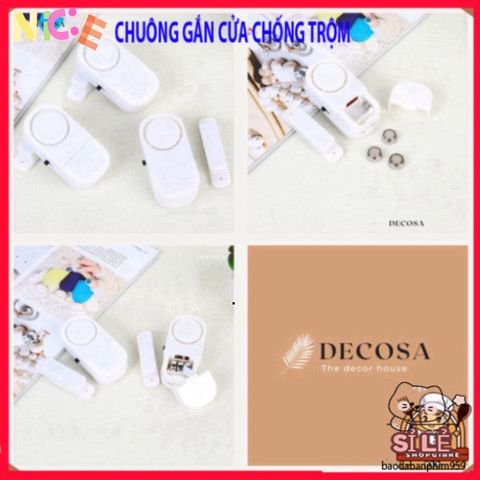 Chuông báo thông minh DECOSA - Cảm biến chống trộm an ninh cho cửa ra vào, âm thanh cảnh báo mạnh mẽ 90 dB, dễ dàng lắp đặt