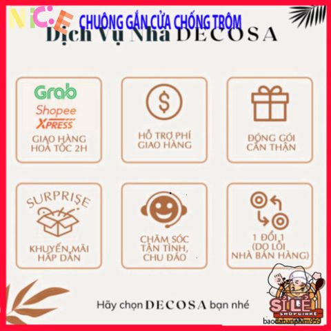 Chuông báo thông minh DECOSA - Cảm biến chống trộm an ninh cho cửa ra vào, âm thanh cảnh báo mạnh mẽ 90 dB, dễ dàng lắp đặt