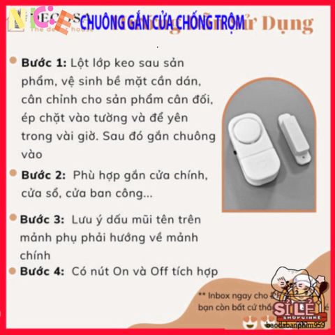 Chuông báo thông minh DECOSA - Cảm biến chống trộm an ninh cho cửa ra vào, âm thanh cảnh báo mạnh mẽ 90 dB, dễ dàng lắp đặt
