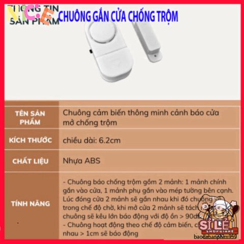 Chuông báo thông minh DECOSA - Cảm biến chống trộm an ninh cho cửa ra vào, âm thanh cảnh báo mạnh mẽ 90 dB, dễ dàng lắp đặt