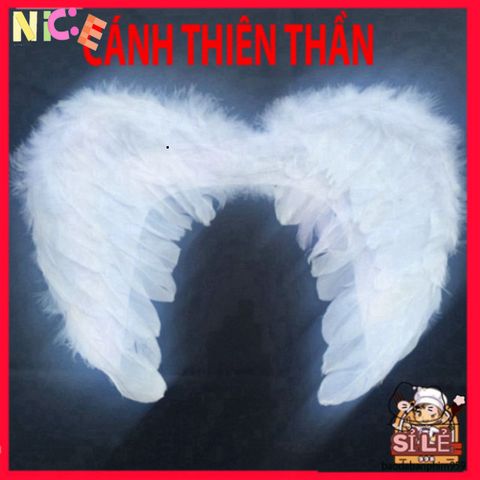 Cánh Thiên Thần Trắng Cho Bé - Phụ Kiện Thời Trang Hóa Trang Đáng Yêu, Lông Vũ Nhân Tạo An Toàn, Kích Thước 45x35cm