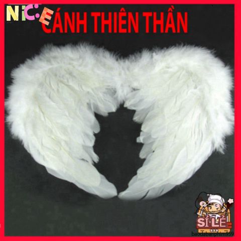 Cánh Thiên Thần Trắng Cho Bé - Phụ Kiện Thời Trang Hóa Trang Đáng Yêu, Lông Vũ Nhân Tạo An Toàn, Kích Thước 45x35cm