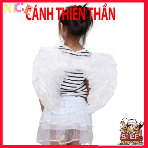 Cánh Thiên Thần Trắng Cho Bé - Phụ Kiện Thời Trang Hóa Trang Đáng Yêu, Lông Vũ Nhân Tạo An Toàn, Kích Thước 45x35cm