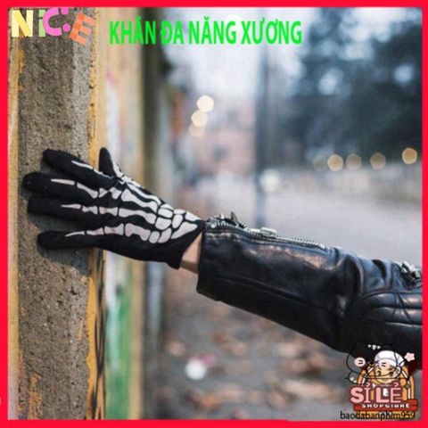 Khẩu Trang Nửa Mặt Đầu Lâu Kinh Dị - Bộ Phụ Kiện Halloween Găng Tay Ma Xương Cho Tiệc Hóa Trang, Sự Kiện Nhập Vai