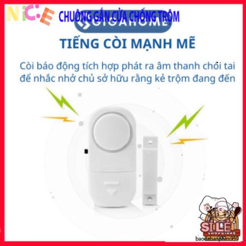 Bộ Chuông Báo Động Không Dây GIGAHOME - Bảo Vệ An Toàn Với Âm Thanh Lớn 90dB Cho Cửa Chính, Cửa Sổ, Dễ Dàng Lắp Đặt