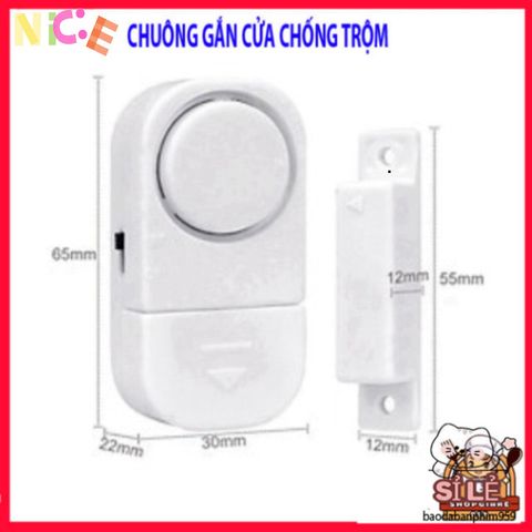 Chuông Báo Động Không Dây Gắn Cửa - Cảm Biến Âm Thanh Lớn 90dB, Dễ Lắp Đặt, Có Công Tắc Nguồn và Pin Tích Hợp