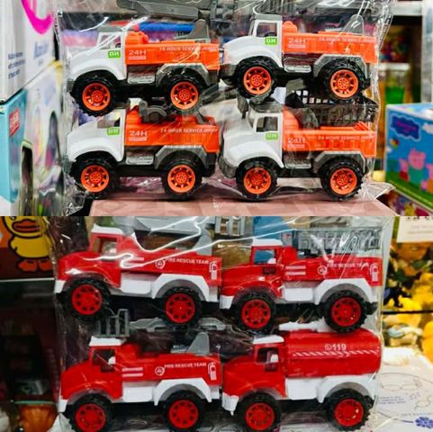 Bộ Đồ Chơi 4 Xe Ô Tô Chạy Bánh Đà Chủ Đề Xe Cứu Hỏa 277 - Trẻ Em Phát Triển Tư Duy Sáng Tạo