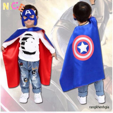 Áo choàng siêu anh hùng người Nhện, Người Sắt, Thor với mặt nạ satin mềm mại - Trang phục hóa trang trẻ em cho Halloween và tiệc sinh nhật
