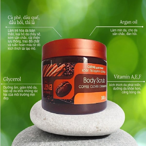 Tẩy Tế Bào Chết Body Quế Hồi & Cà Phê Bilena 380g - Sản Phẩm Chăm Sóc Da Cao Cấp Giúp Làm Sạch Sáng Da, Duy Trì Độ Ẩm Tự Nhiên