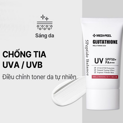 Kem Chống Nắng Medi-peel Glutathione Mela Toning Sun SPF50 PA+++ 50ml - Bảo Vệ Da Nhạy Cảm, Làm Sáng Da, Không Kích Ứng