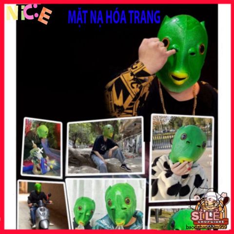 Mặt Nạ Halloween Hình Đầu Cá Xanh - Phụ Kiện Hóa Trang Cosplay Độc Đáo, Silicone An Toàn Cho Bữa Tiệc và Sự Kiện Nhập Vai