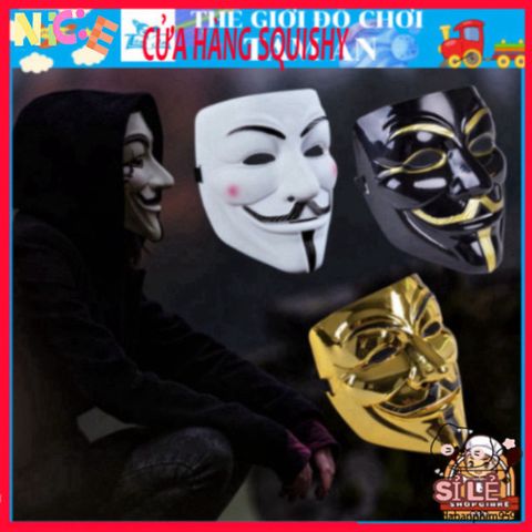 Mặt Nạ Hacker Độc Đáo Vàng, Bạc, Đen, Trắng - Phụ Kiện Thời Trang Cosplay Halloween, Đồ Chơi Hóa Trang Anonymous