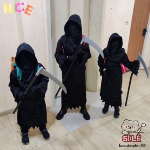 Bộ Trang Phục Thần Chết Halloween cho Người Lớn - Áo Dài, Mặt Nạ và Găng Tay - Phong Cách Bí Ẩn và Kinh Dị Chuyên Nghiệp