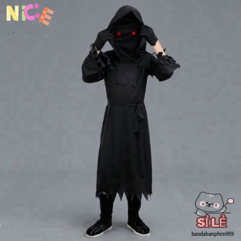 Bộ Trang Phục Thần Chết Halloween cho Người Lớn - Áo Dài, Mặt Nạ và Găng Tay - Phong Cách Bí Ẩn và Kinh Dị Chuyên Nghiệp