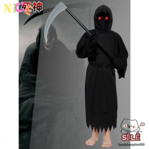 Bộ Trang Phục Thần Chết Halloween cho Người Lớn - Áo Dài, Mặt Nạ và Găng Tay - Phong Cách Bí Ẩn và Kinh Dị Chuyên Nghiệp
