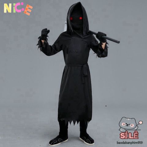 Bộ Trang Phục Thần Chết Halloween cho Người Lớn - Áo Dài, Mặt Nạ và Găng Tay - Phong Cách Bí Ẩn và Kinh Dị Chuyên Nghiệp