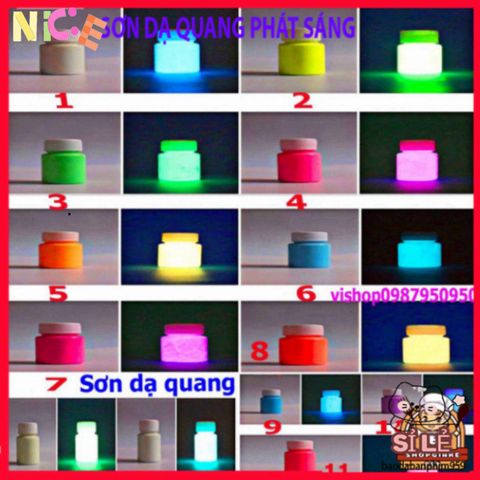 Sơn Dạ Quang 20ML - Bộ 8 Màu Phát Sáng Nghệ Thuật, Trang Trí Halloween, Sáng Tạo Dễ Dàng, An Toàn Cho Da