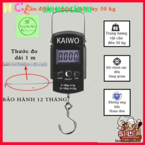 Cân Điện Tử Mini Xách Tay Đa Năng - Cân Hành Lý 50kg với Móc Treo và Thước Đo Chính Xác, Tiện Lợi Cho Du Lịch và Mua Sắm