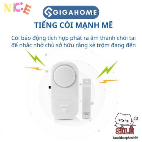 Bộ 2 Chuông Chống Trộm GIGAHOME - Thiết Kế Thông Minh, Âm Thanh Cảnh Báo Lớn 90dB, Dễ Dàng Lắp Đặt Cho Cửa và Cửa Sổ