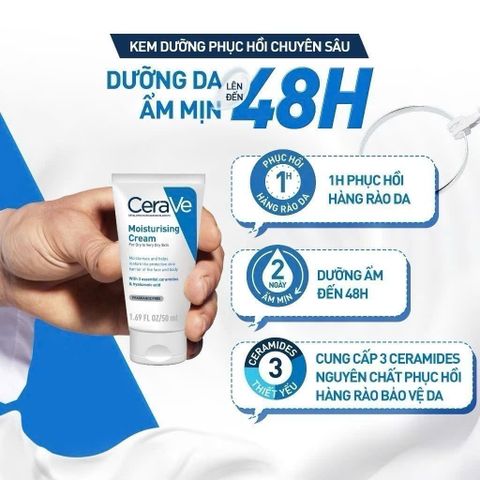 Kem Dưỡng Ẩm CeraVe Cho Da Khô & Nhạy Cảm - Cấp Ẩm & Giữ Ẩm Chuyên Sâu, Phù Hợp Với Da Mặt & Toàn Thân