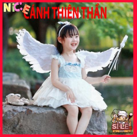 Bộ Cánh Thiên Thần Lông Vũ Ngộ Nghĩnh - Trang Phục Hóa Trang Halloween, Trung Thu và Tết Nguyên Đán Cho Bé