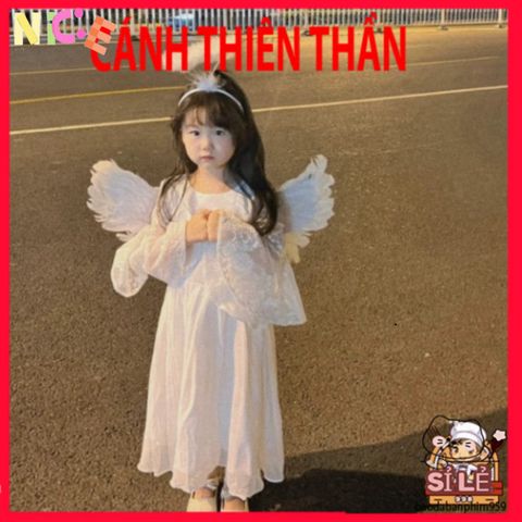Bộ Cánh Thiên Thần Lông Vũ Ngộ Nghĩnh - Trang Phục Hóa Trang Halloween, Trung Thu và Tết Nguyên Đán Cho Bé