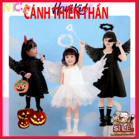 Bộ Cánh Thiên Thần Lông Vũ Ngộ Nghĩnh - Trang Phục Hóa Trang Halloween, Trung Thu và Tết Nguyên Đán Cho Bé