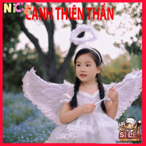 Bộ Cánh Thiên Thần Lông Vũ Ngộ Nghĩnh - Trang Phục Hóa Trang Halloween, Trung Thu và Tết Nguyên Đán Cho Bé