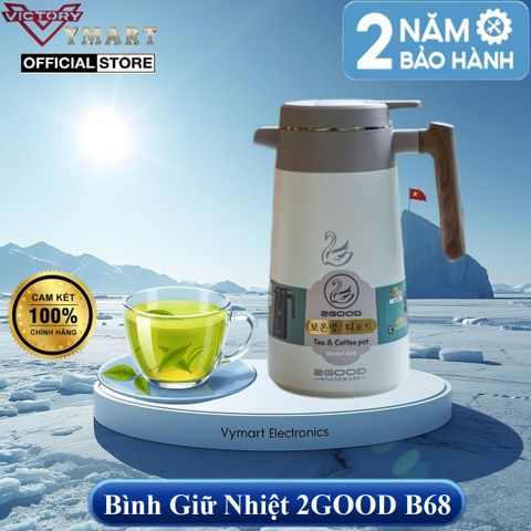 Bình Giữ Nhiệt 2GOOD B68W Inox304 1680ML - Giữ Nóng 24 Giờ, Tiết Kiệm Năng Lượng, Dễ Dàng Rót Nước, Thiết Kế Sang Trọng