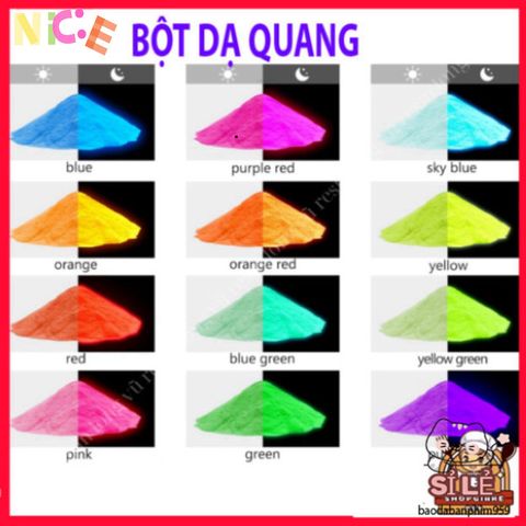 Bộ 12 Màu Bột Phát Sáng Dạ Quang - Trang Sức Resin Thủ Công Phát Sáng Huyền Ảo, Tự Làm Sáng Tạo Cực Độc