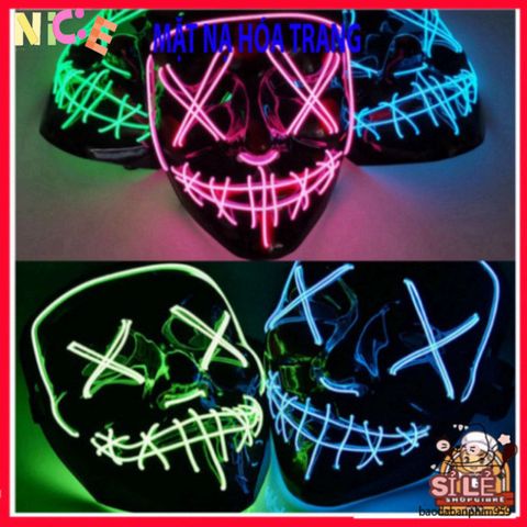 Mặt Nạ LED Glow-in-the-Dark Halloween 2024 - Phụ Kiện Cosplay Rave Tuyệt Đẹp Cho Tiệc Tùng và Hóa Trang