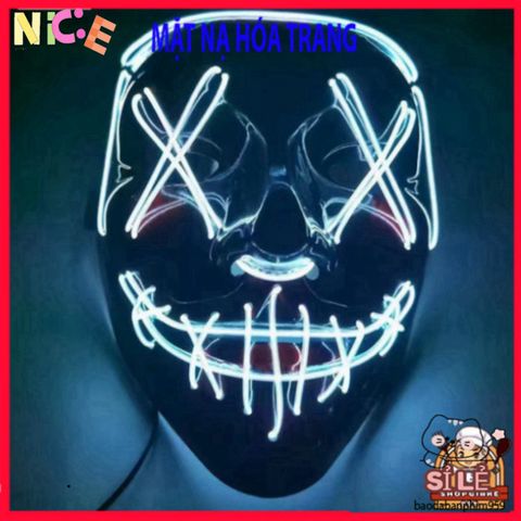 Mặt Nạ LED Glow-in-the-Dark Halloween 2024 - Phụ Kiện Cosplay Rave Tuyệt Đẹp Cho Tiệc Tùng và Hóa Trang