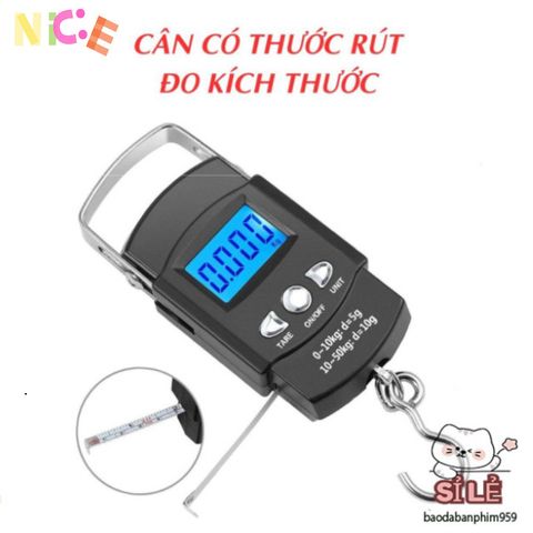 Cân Điện Tử Mini Xách Tay Thông Minh Có Móc Treo và Thước Đo - Cân Đo Hành Lý, Thực Phẩm, Tiện Lợi Khi Mua Sắm