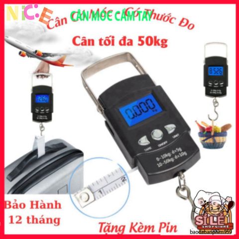 Cân Điện Tử Mini Xách Tay Thông Minh Có Móc Treo và Thước Đo - Cân Đo Hành Lý, Thực Phẩm, Tiện Lợi Khi Mua Sắm