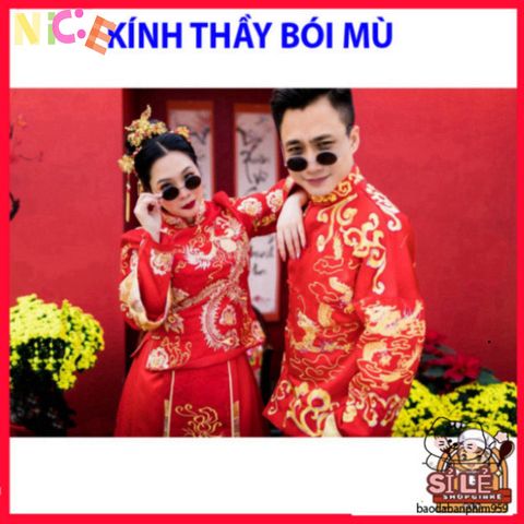 Kính Mát Tròn Unisex Phong Cách Cổ Trang Trung Hoa - Bảo Vệ Mắt UV400 Hoàn Hảo Cho Chụp Ảnh Tết Và Lễ Cưới.