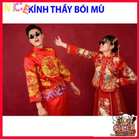 Kính Mát Tròn Unisex Phong Cách Cổ Trang Trung Hoa - Bảo Vệ Mắt UV400 Hoàn Hảo Cho Chụp Ảnh Tết Và Lễ Cưới.