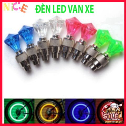 Đèn LED Kim Cương Trang Trí Nắp Van Bánh Xe Ô Tô & Xe Đạp - Ánh Sáng 360 Độ An Toàn Khi Di Chuyển Ban Đêm (1 cái)